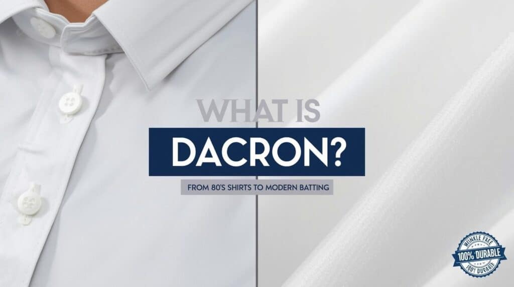 Comparison of a vintage wrinkle-free Dacron shirt and modern Dacron batting fabric texture.